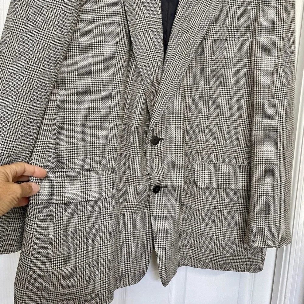 Petrocelli‎ Brown/Beige TWEED Mens HOUNDSTOOTH silk wool sport coat - XXL, 48